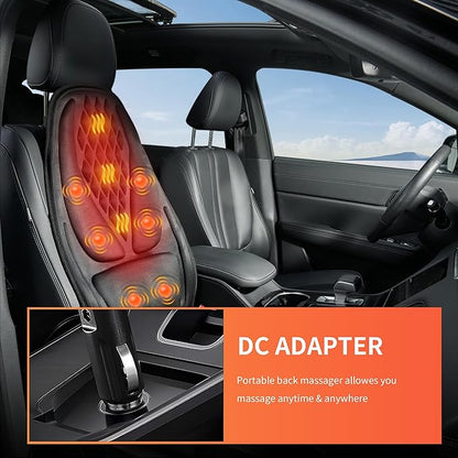 Back Massager with Heat, Seat Massager with 8 Powerful Vibration Motors, Portable Massage Chair Pad for Office Home Use, Gift for Men/Women/Family/Friends