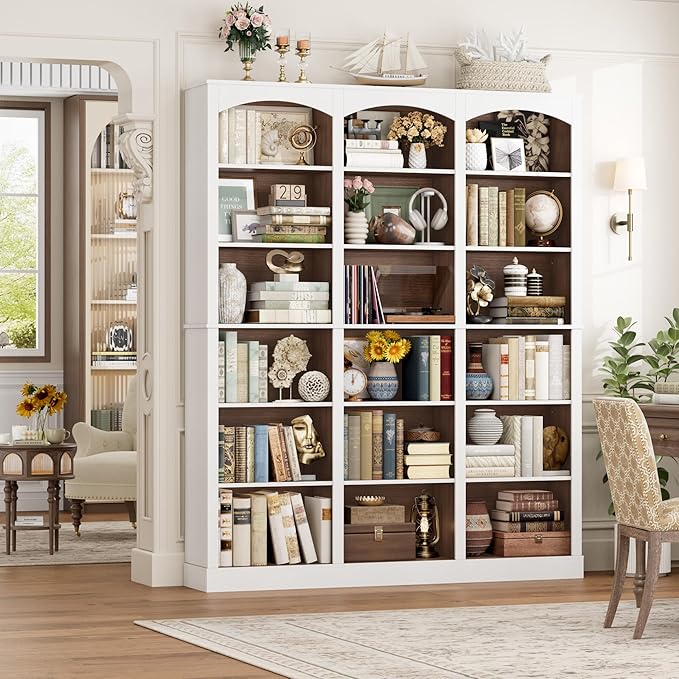 FACBOTALL 71" Triple Wide Bookshelf, 6 Tier Tall Bookshelf, Large Bookcase