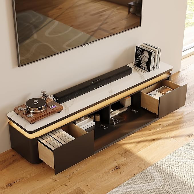 POVISON Fully Assembled 79" Mid-Century Modern TV Stand