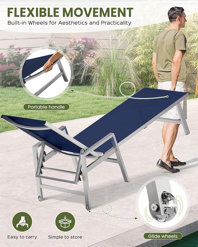 Patio Chaise Lounge Chair Outdoor Set of 2