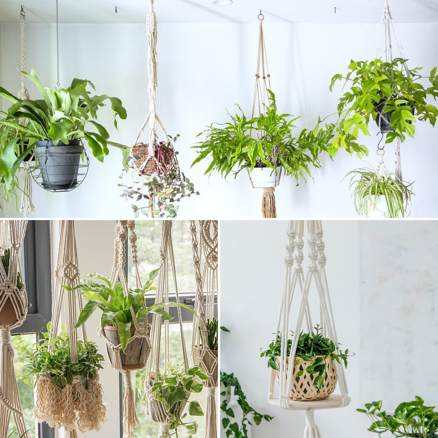 Hdviai Macrame Plant Hanger Kit, 3mm x 220Yards Cord for Adult Beginners DIY Macrame Wall Hanging Kit, with 2Pcs Wooden Dowels + Beginner's Manual + Soft Ruler+ Five Wooden Beads