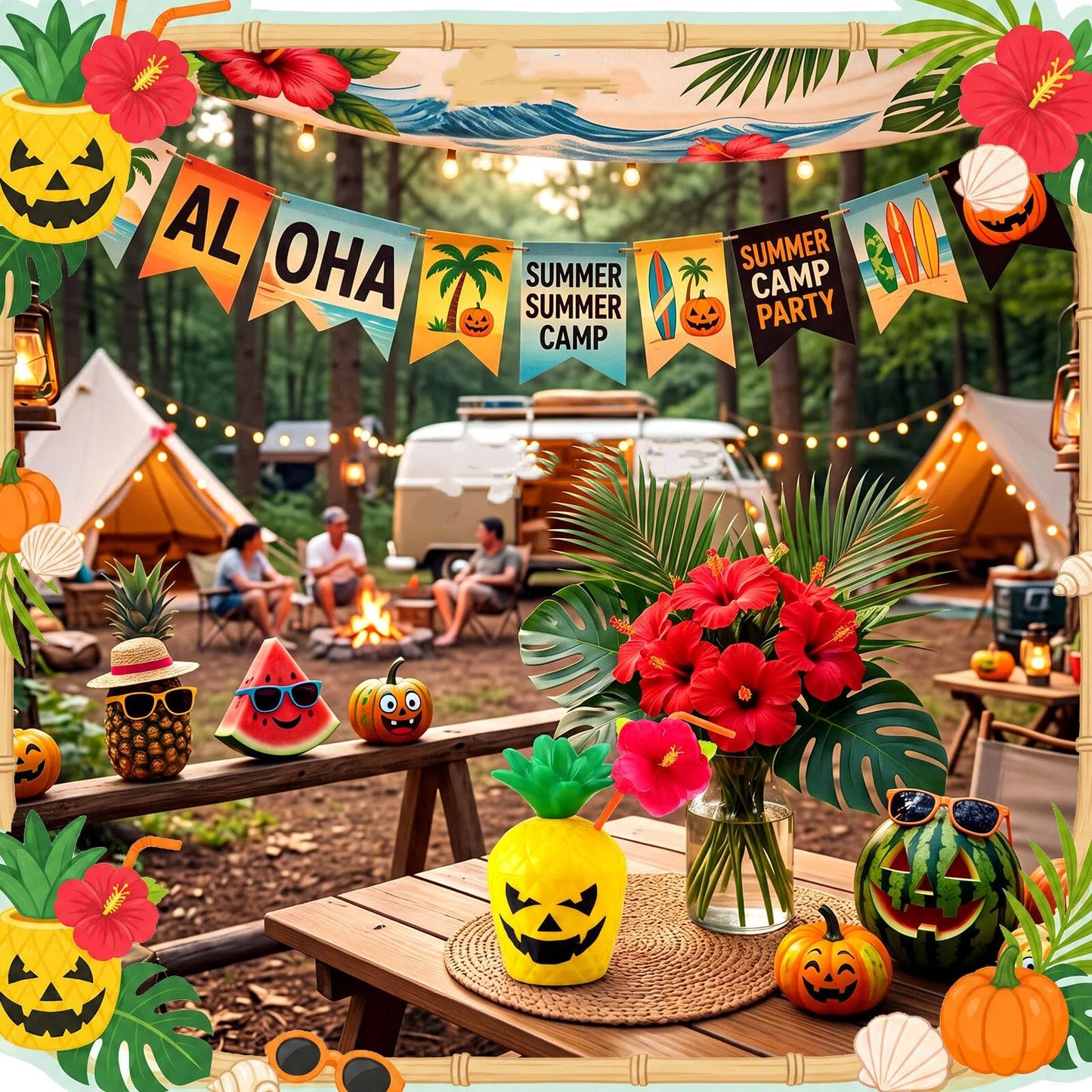 Yungyan 6 Sets Summer Halloween Pineapple Cups Drink Bottles with Ghost Facial Stickers & Straws for Summer Halloween Party Supplies Hawaiia Themed Hallows' Eve Ghost Tropical Favors Decorations