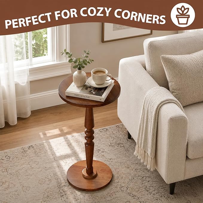 Small Wooden Round Side Table