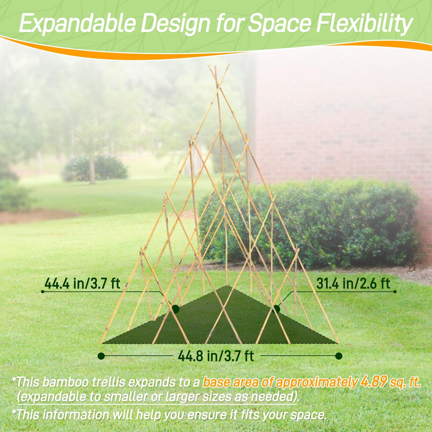4ft Expandable Bamboo Teepee Trellis for Climbing Plants, Self-Standing Natural Bamboo Trellis for Plant Support, Folding Garden Trellis for Vines Flowers Vegetable Indoor Outdoor