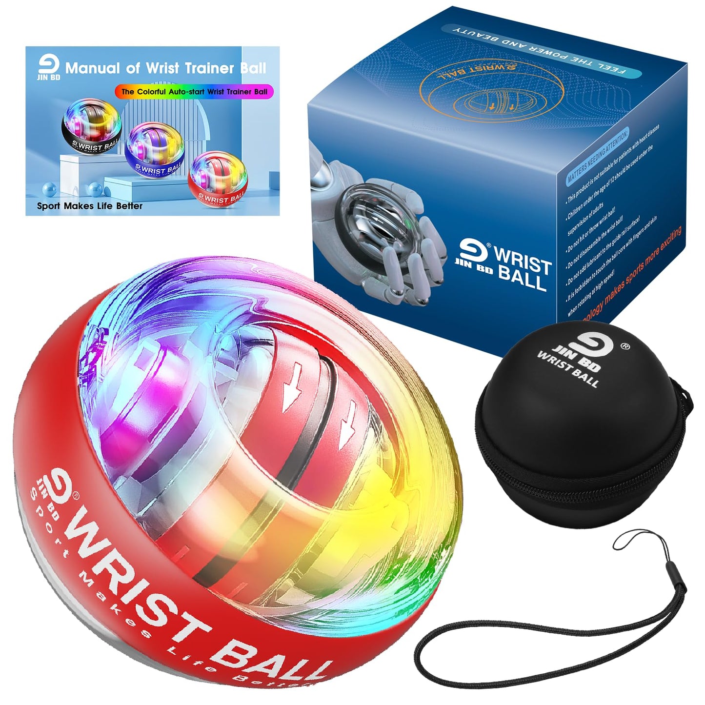 Wrist Trainer Ball Auto-Start Gyroscopic Forearm Exerciser Gyro Ball for Strengthen Arms, Fingers, Bones and Muscles