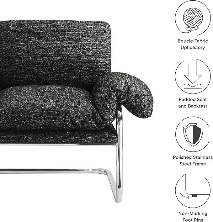 Modway Ansel Boucle Accent Chair in Charcoal