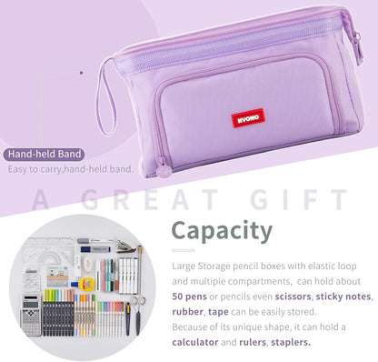 HVOMO Pencil Case Large Capacity Pencil Pouch Handheld Pen Bag Cosmetic Gift for Office School Teen Girl Boy Men Women Adult (Purple)