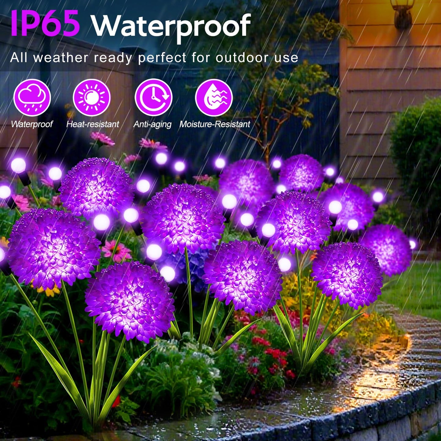 Solar Garden Lights, 8 Pack Solar Purple Swaying Firefly Lights with Flowers, Waterproof Purple Halloween Flowers Light Outdoor for Garden Patio Yard Fall Decoration, Gifts for Women Mother's Day