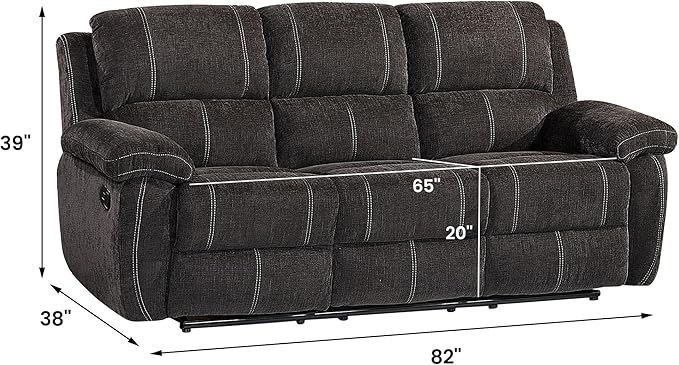 Betsy Furniture Modern Fabric Recliner Sofa Set, Loveseat w/Console, Recliner