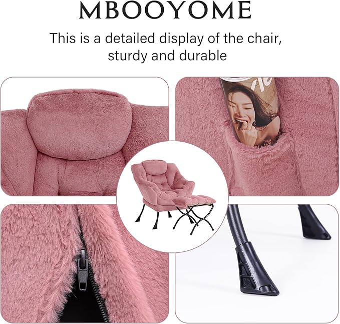MBOOYOME Lazy Chair with Folding Ottoman, Modern Accent Armchair with Armrests