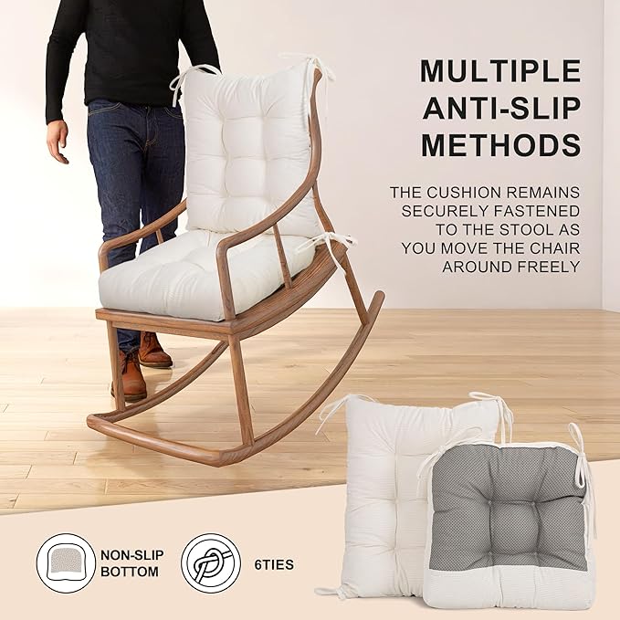 Lokex Rocking Chair Cushion Only, Tufted Non-Slip Comfortable Rocking Chair