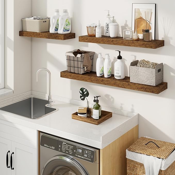 fuqing Floating Shelves for Wall, Wall Mounted Wood Floating Shelf