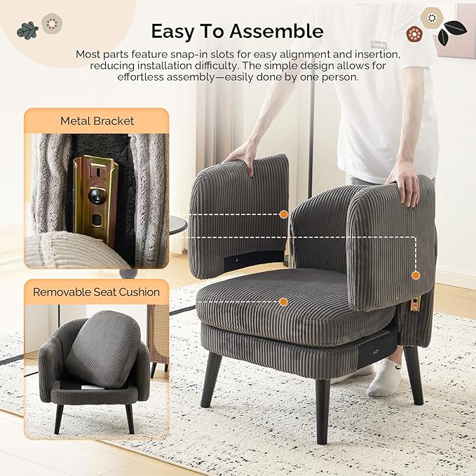 VINGLI 30.3" Wide Modern Barrel Accent Armchair