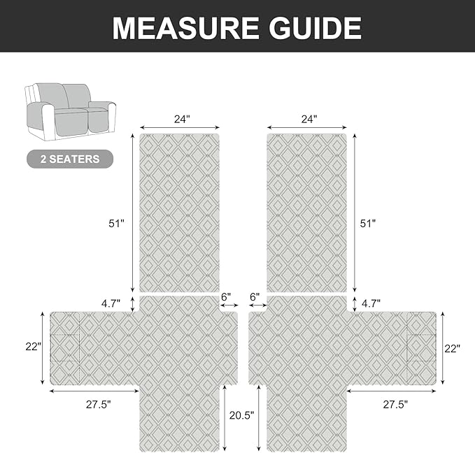Genina Waterproof Loveseat Recliner Cover Non-Slip, Sofa Cover