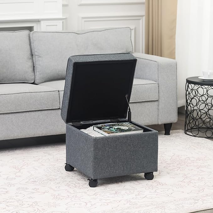 Adeco 17.5" Square Fabric Ottoman
