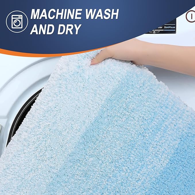 OLANLY Bathroom Rugs Mat 36x24, Extra Soft Absorbent Microfiber Bath Rugs, Rubber Backing, Quick Dry, Machine Washable Bath Mats for Bathroom Floor, Tub and Shower, Home Decor Accessories, Sky Blue