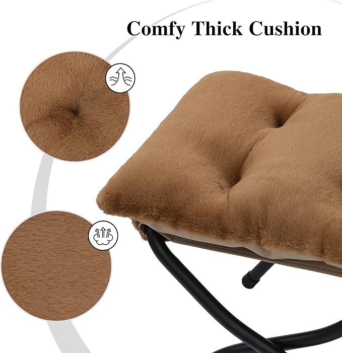 15" Folding Ottoman, Foldable Footrest Stool, Small Foot Stool