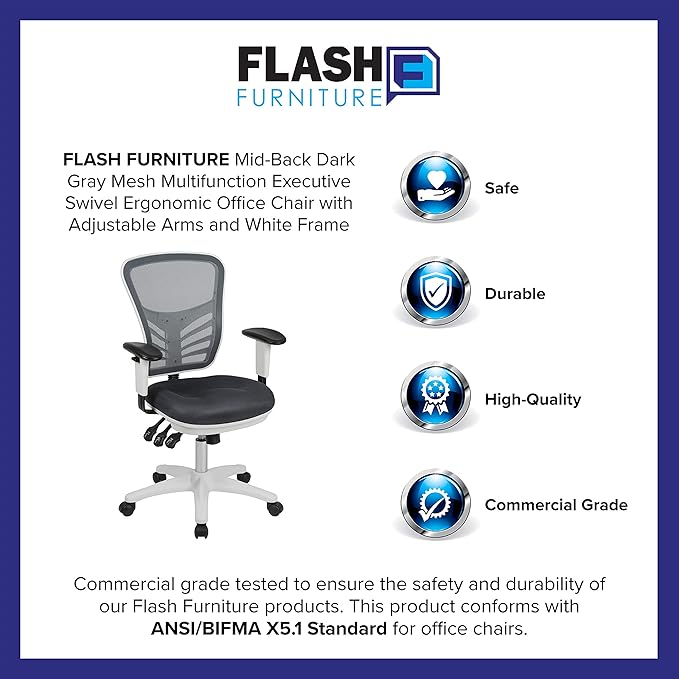 Flash Furniture Nicholas Mid-Back Swivel Office and Gaming Chair, Ergonomic