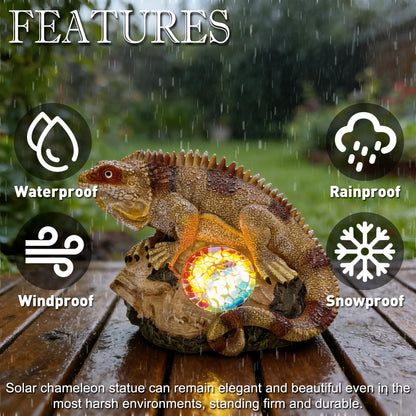 Vasesun Solar Iguana Garden Statues Decor for Outdoor, Khaki Iguana Figurine Lights for Lawn Patio Yard Decoration - Unique Christmas Housewarming Gifts for Grandma Wowen Mom