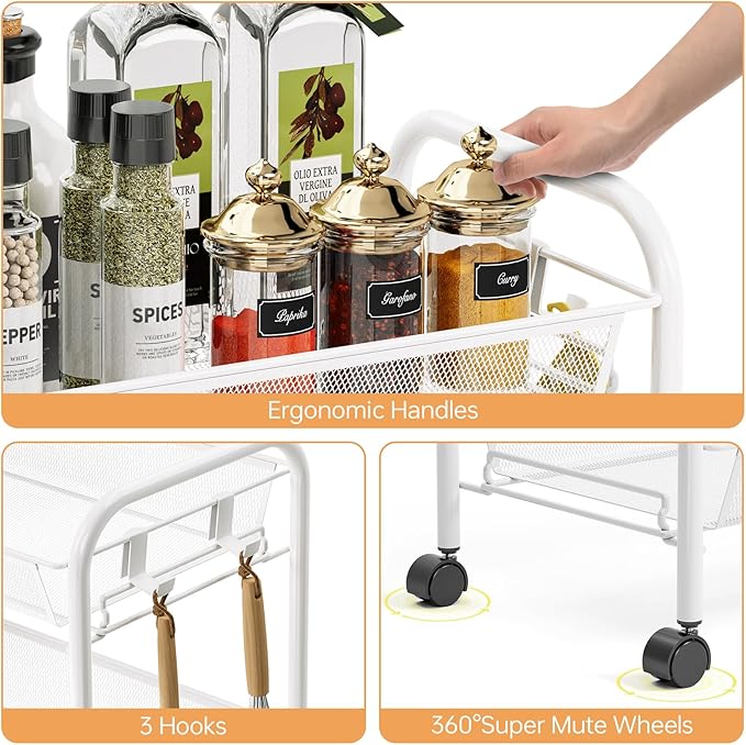TOOLF 5-Tier Rolling Cart, Metal Utility Cart