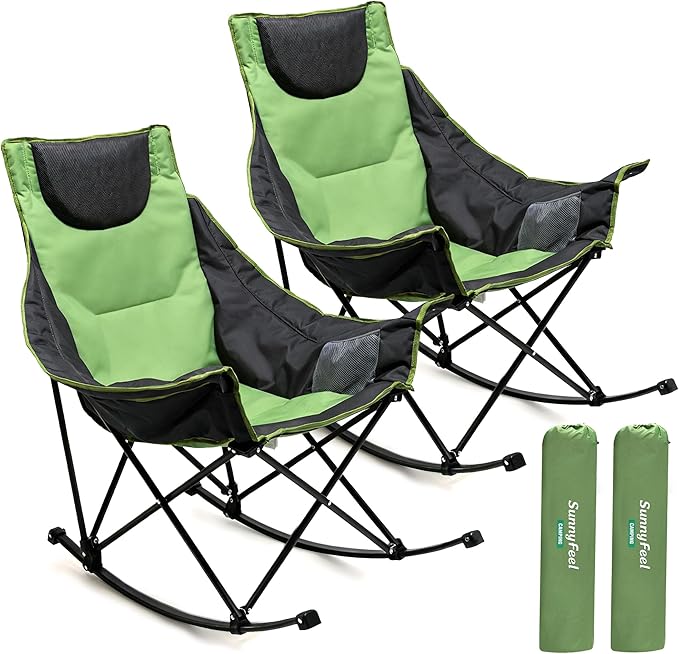 SUNNYFEEL Oversized Rocking Camping Chair 2 Pack, Fully Padded Patio Chair