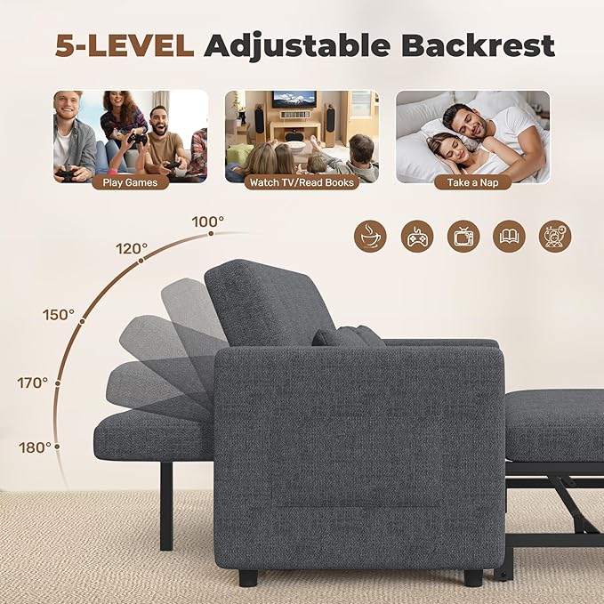 Nebuaegis Sleeper Sofa Bed, 3-in-1 Convertible Pull Out Couch