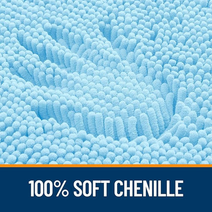 OLANLY Bathroom Runner Rugs 47x17, Soft Absorbent Chenille Bath Rugs, Rubber Backing Quick Dry, Machine Washable Long Bath Mats for Bathroom Floor, Tub and Shower, Home Decor Accessories, Sky Blue