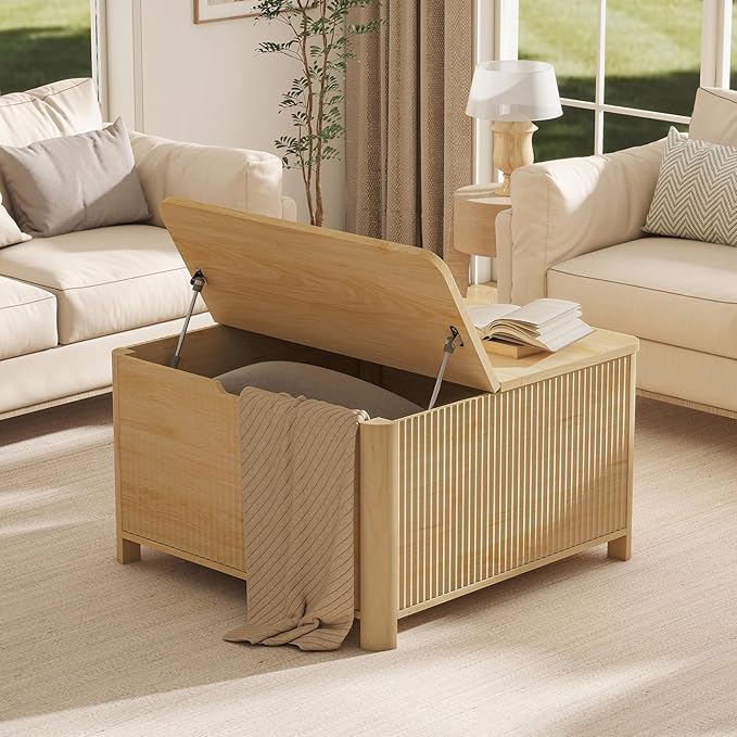LYNCOHOME 31.5" Fluted Lift Top Coffee Table
