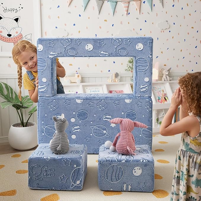 MeMoreCool Modular Kids Sofa, Glow in The Dark Space Kids Play Couch Sofa