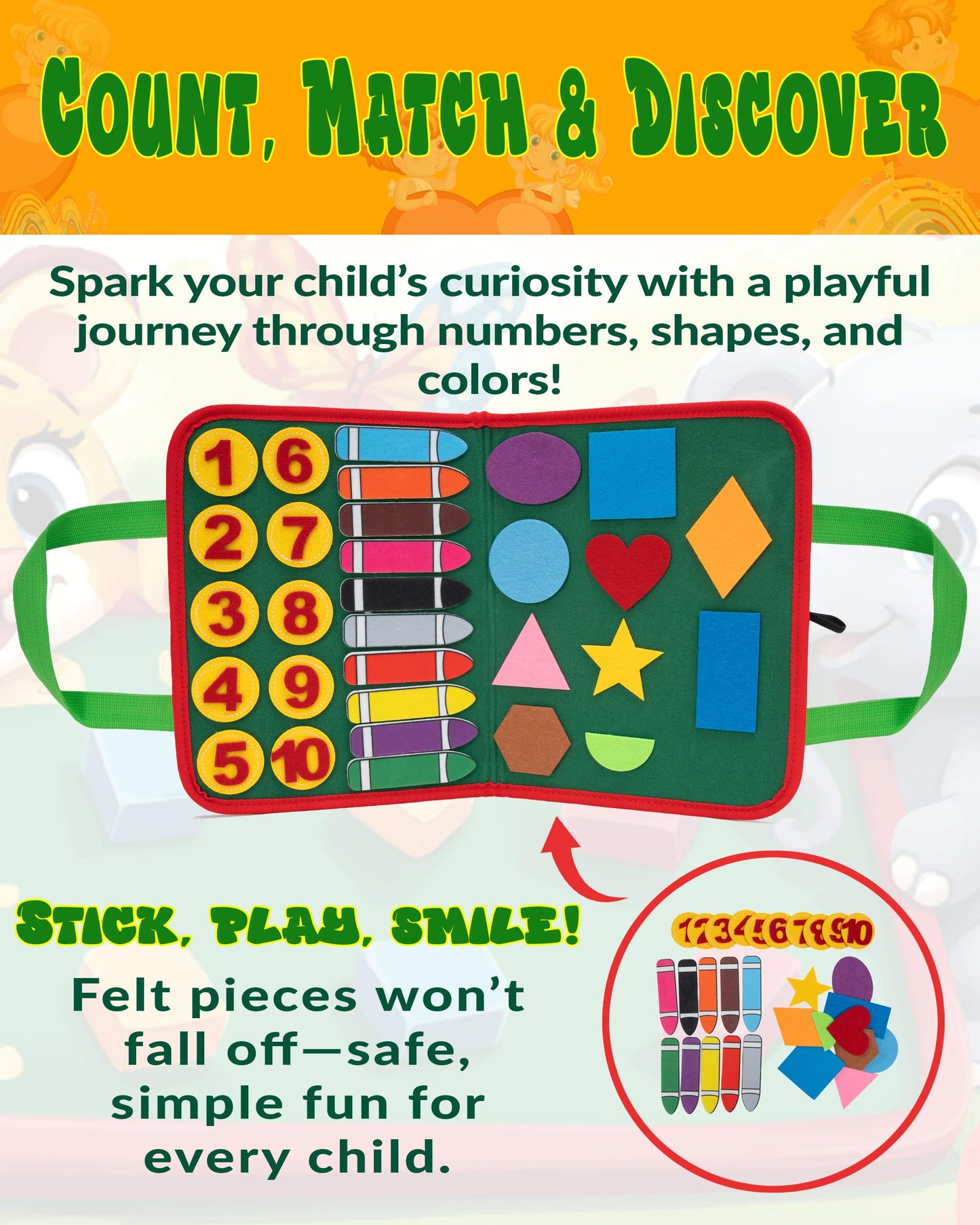 HappyVk Educational Felt Story Board Set – One Felt Board and 154 Pieces Storytelling Learning Kit for Toddlers and A Felt Activity Board Game with 10 Weaving Strips - Montessori Toys Activity Board