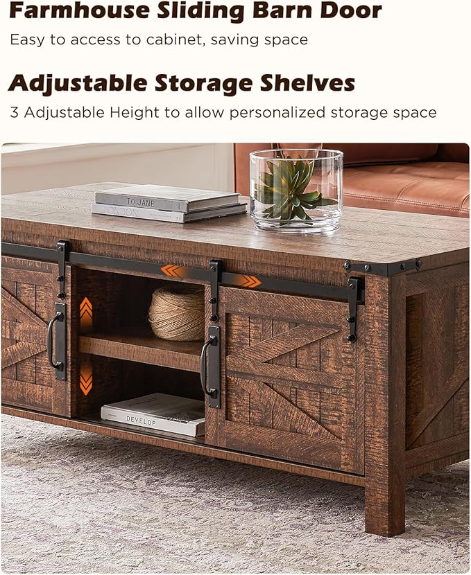 OKD 48" Farmhouse Lift Top Coffee Table