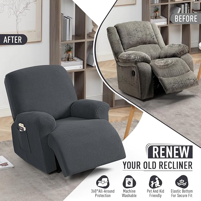 TAOCOCO Recliner Cover 4-Pieces, Recliner Stretch Sofa Slipcover, Recliner