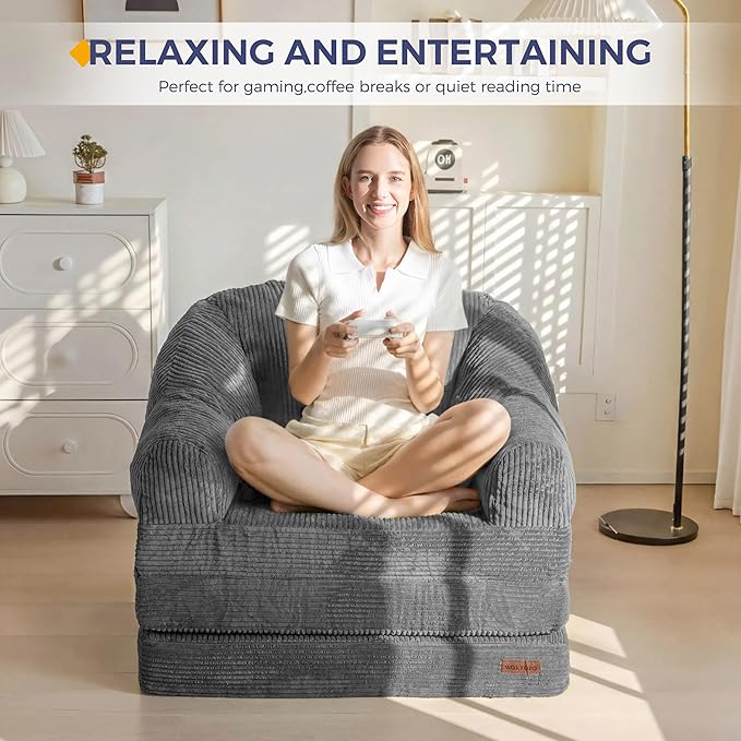 MAXYOYO Folding Sofa Bed with Backrest, Boneless Fold Out Couch Bed with Handle
