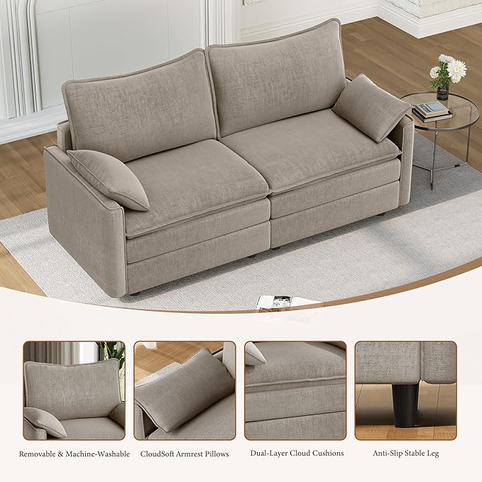Vesgantti 74" Loveseat Sofa for Living Room, Comfy Cloud Couch Deep Seat