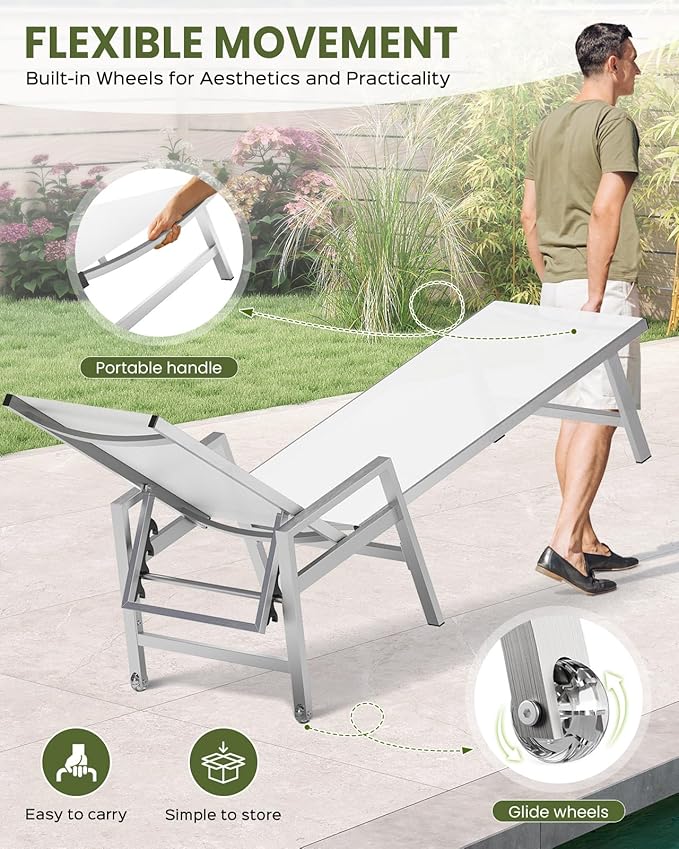 Patio Chaise Lounge Chair Outdoor Set of 2