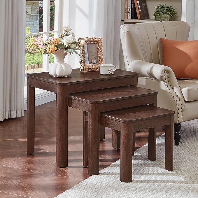 Joaxswe Farmhouse Nesting Tables Set of 3, Living Room Table Set
