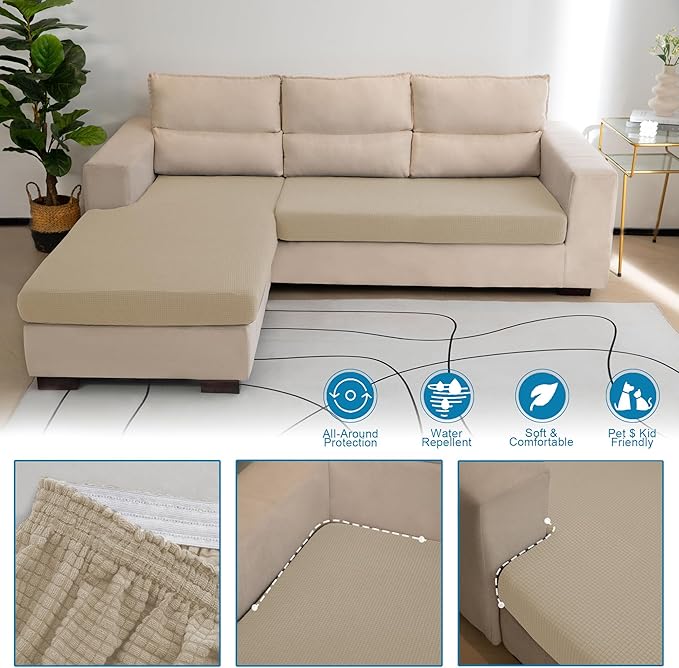 Water Repellent Couch Cushion Cover Loveseat Cover, Stretch Sectional Sofa Seat
