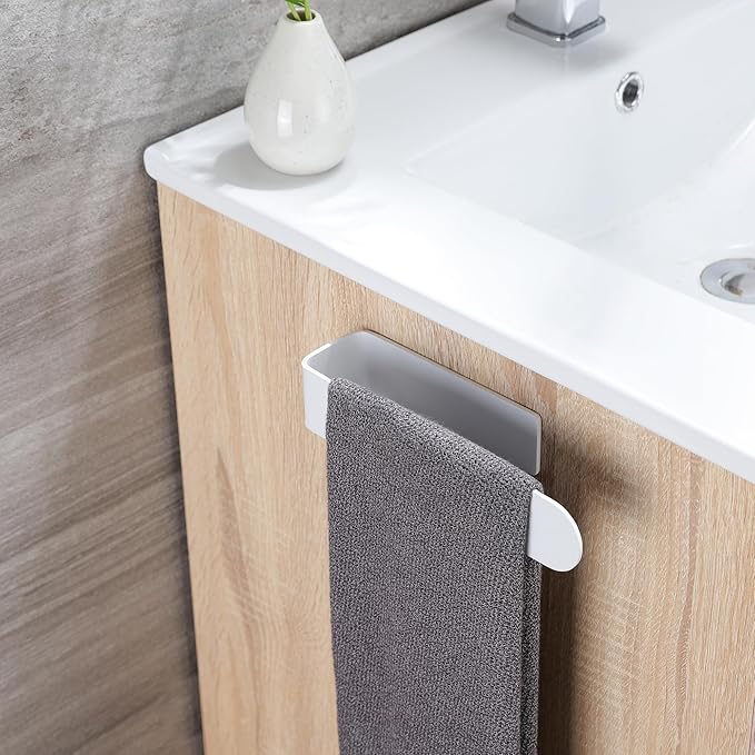 Taozun White Towel Rack, Self Adhesive Hand Towel Holder Towel Ring, Stainless