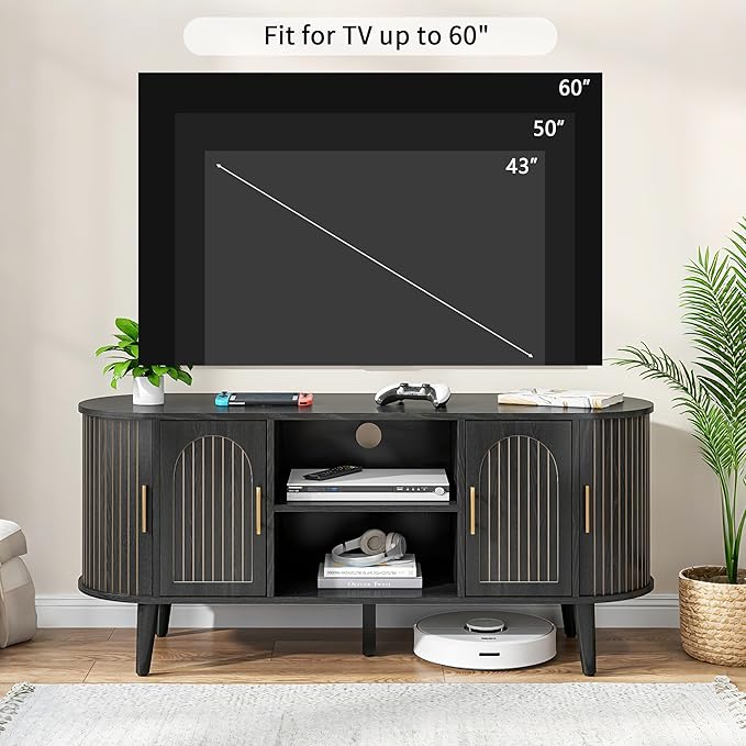 51" Fluted TV Stand, Mid-Century Modern Entertainment Center