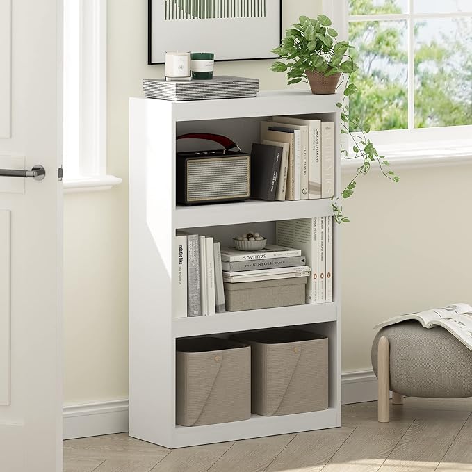 Furinno Jaya Enhanced Home Bookcase 3-Tier Adjustable Bookshelf