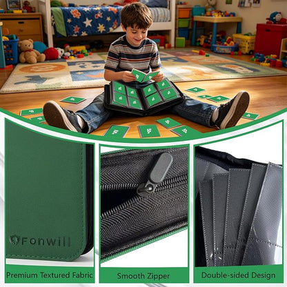 Top Loader Binder, Holds 112 Cards in 3"x4" Toploaders, Trading Card Binder 4 Pocket for TCG, MTG, YGO, Game Cards, Sports Cards(Green)
