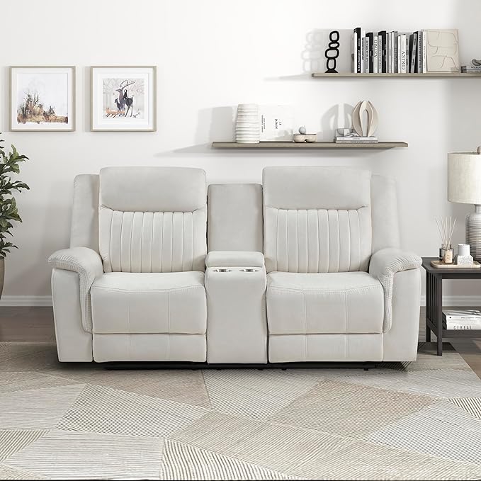 Lexicon Manual Double Reclining Loveseat, Polished Microfiber Manual Wall