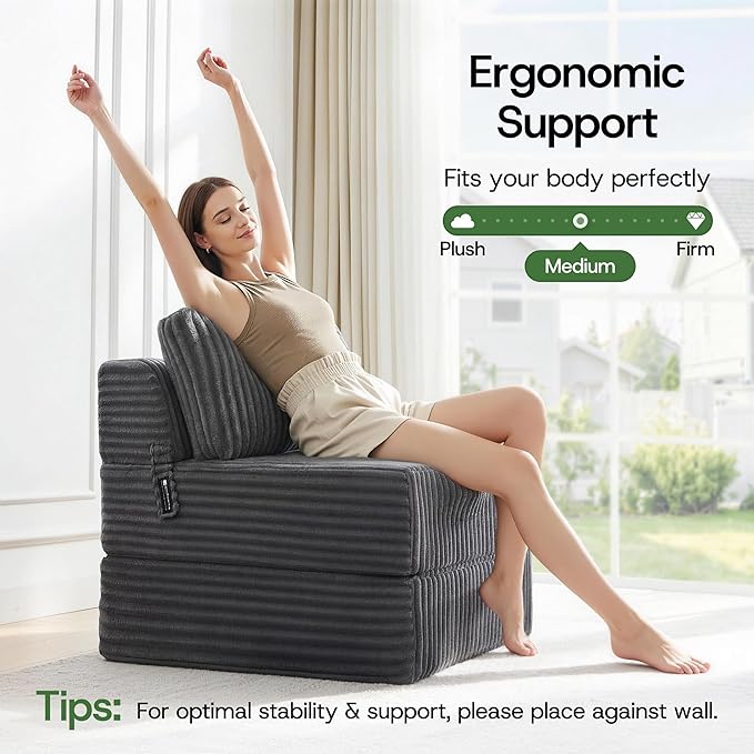 Convertible 4-in-1 Folding Sofa Bed Boneless Sleeper Chair Couch Foldable
