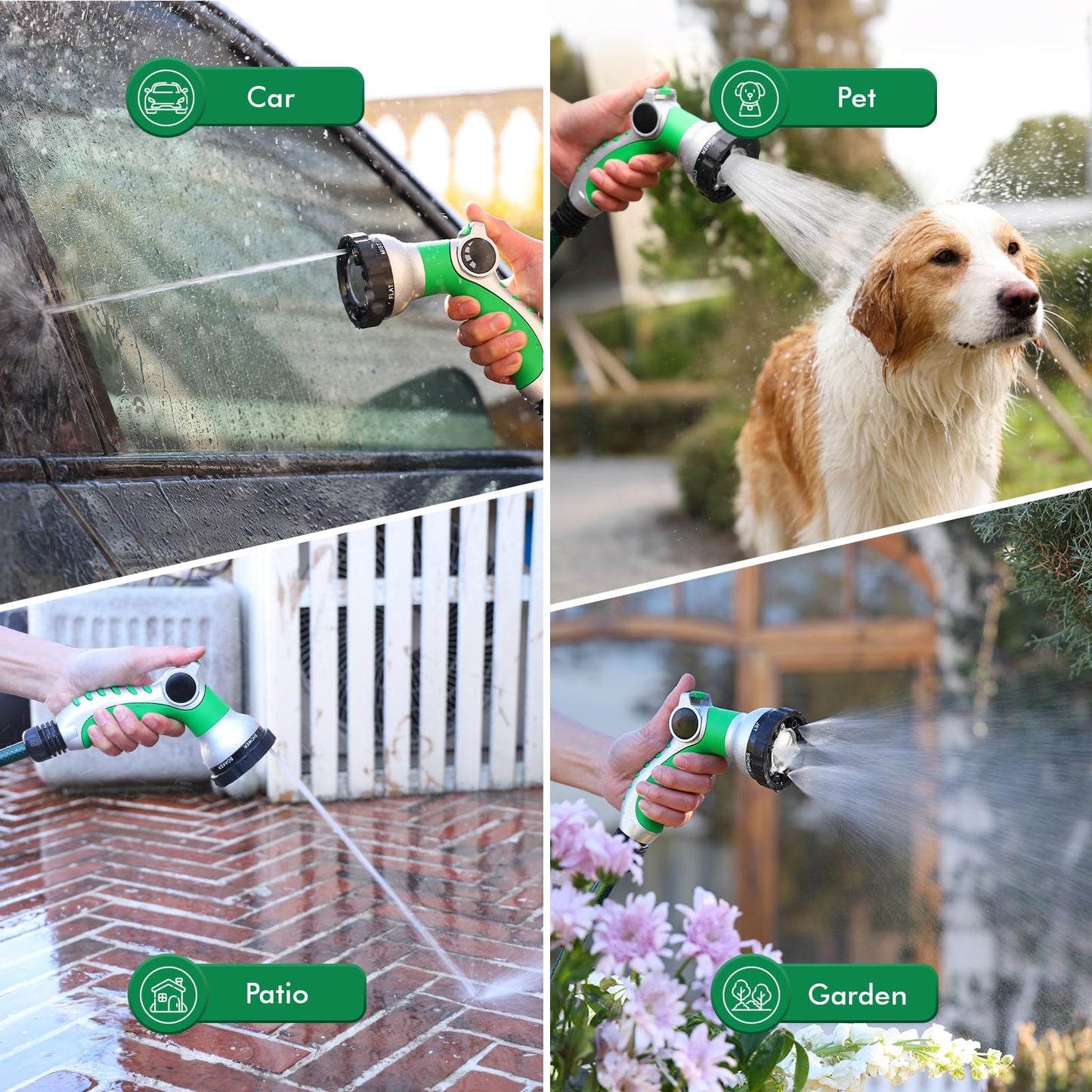 RESTMO Water Hose Nozzle with Removable Spray Disc, Heavy Duty Garden Hose Nozzle with 6 Spray Patterns, High Pressure Hand Sprayer for Watering Plants, Washing Cars & Pets, Thumb Control