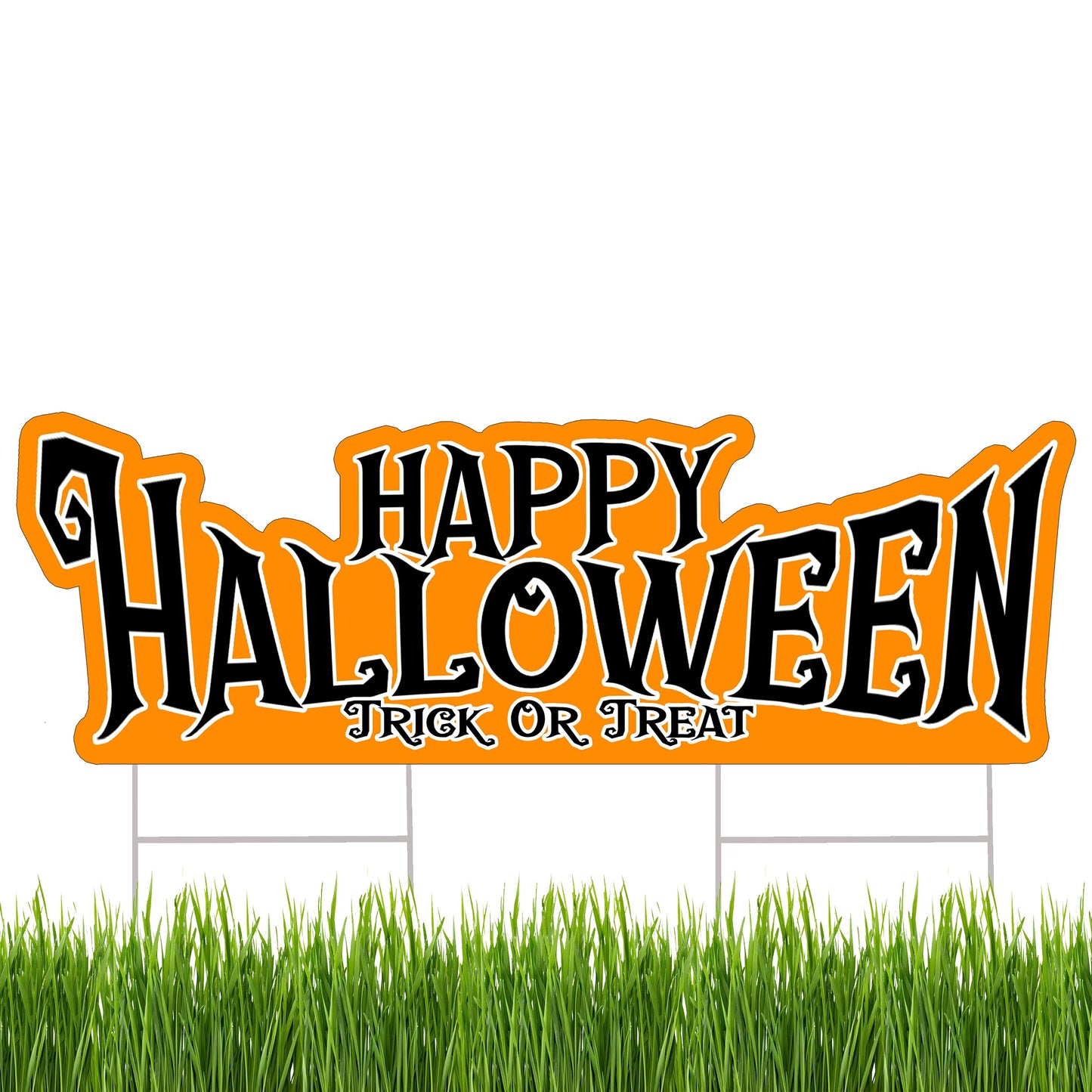 Large Happy Halloween Yard Sign Home Outdoor Lawn Decoration With Stakes Scary Spooky Decor 48x16 Inches