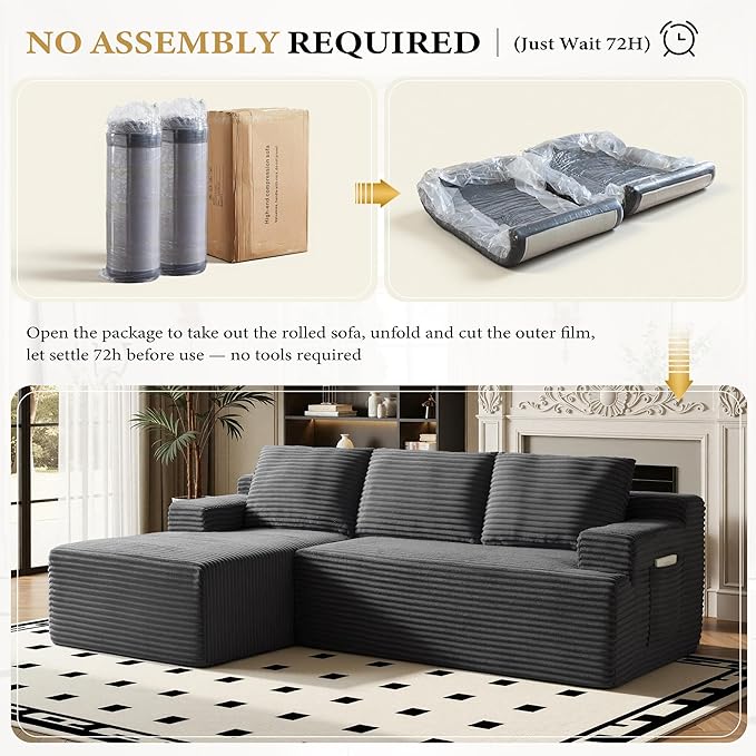96" Sectional Couches for Living Room Cloud Couch Sofa