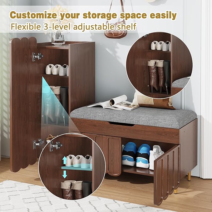 3More Shoe Organizer Cabinet, Entryway Bench