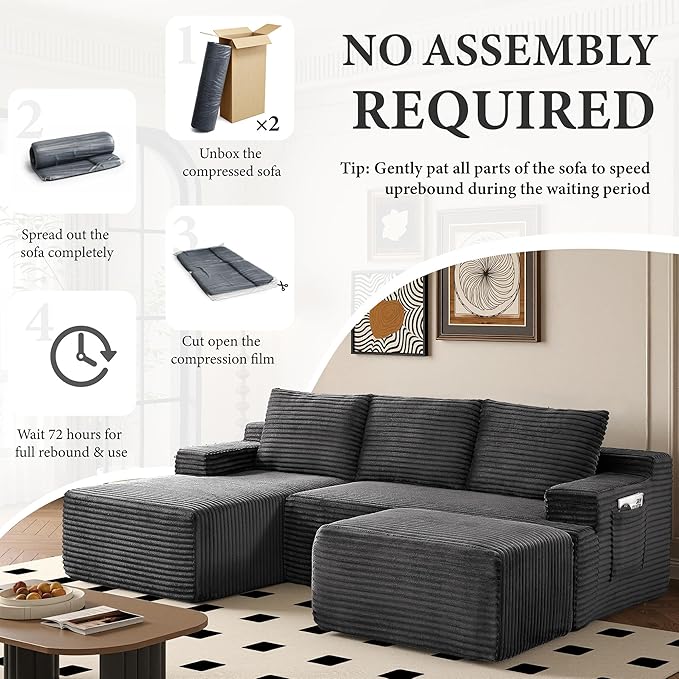 96" Sectional Couches for Living Room Cloud Couch Sofa