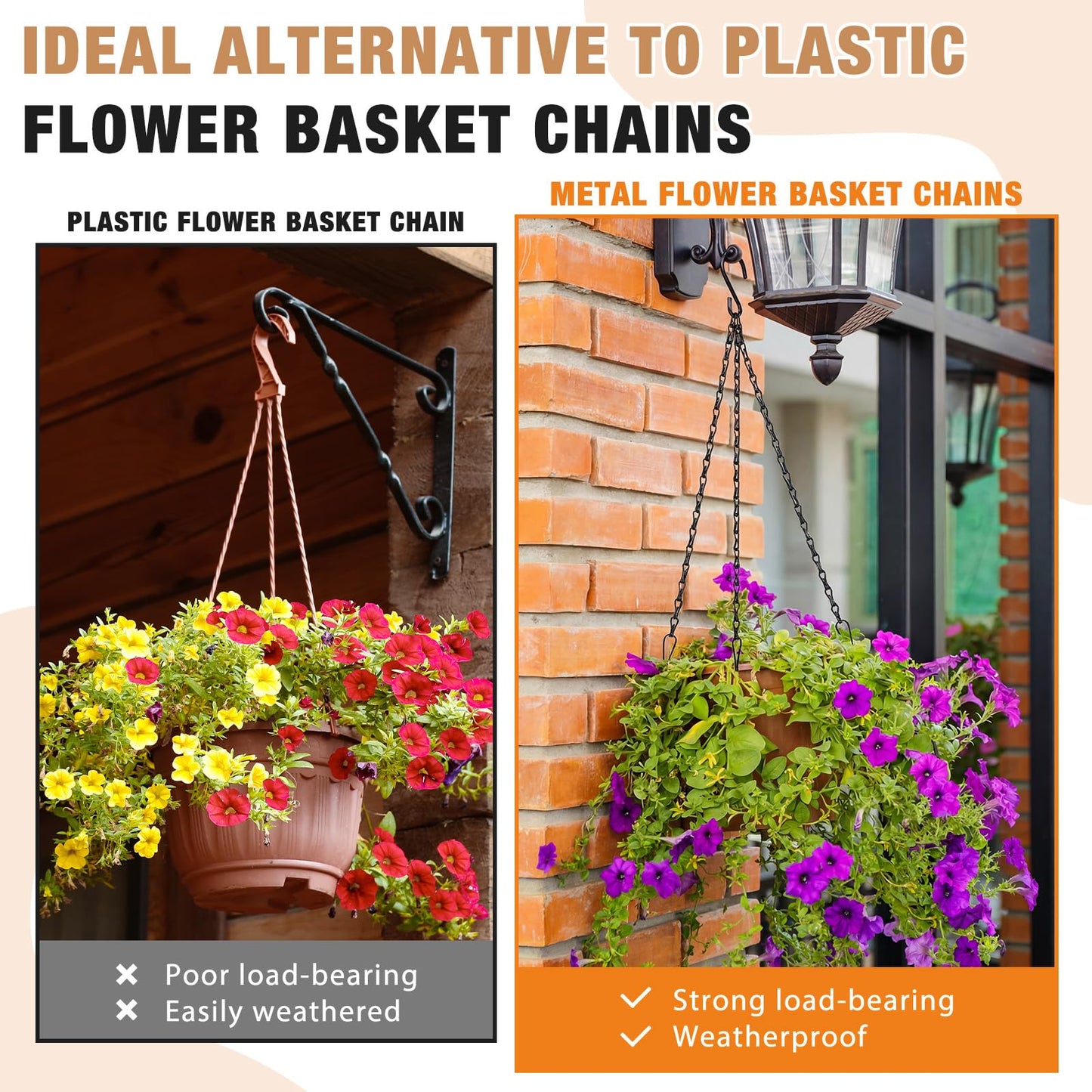 Otoolling 20 Pack 23 Inch Hanging Basket Chain Plant Hanging Chains with Hook Flower Pot Hangers Metal Plant Hanger Replacement Pot Holder for Planters, Bird Feeders and Lanterns