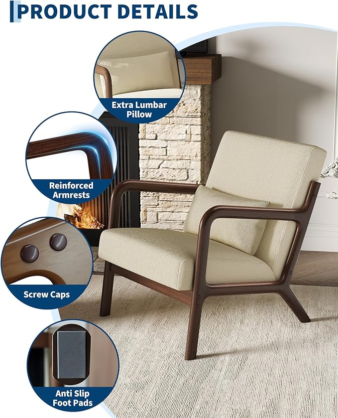 Garvee Mid-Century Accent Chair Set of 2, Cozy Reading Chair, Modern Lounge